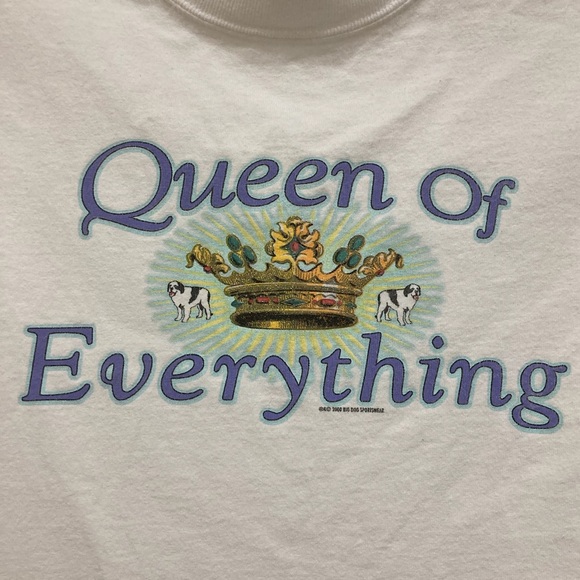 Big Dogs S / M Queen of Everything white sparkle graphic tee 90s y2k vintage - Picture 3 of 5